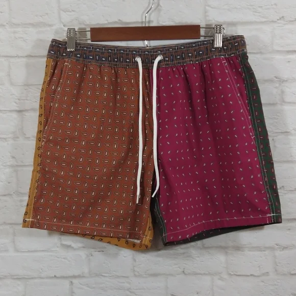 E J.Crew Multi Color Paisley Print 6" Stretch Swim Trunk Shorts NWT Size M - Picture 3 of 11